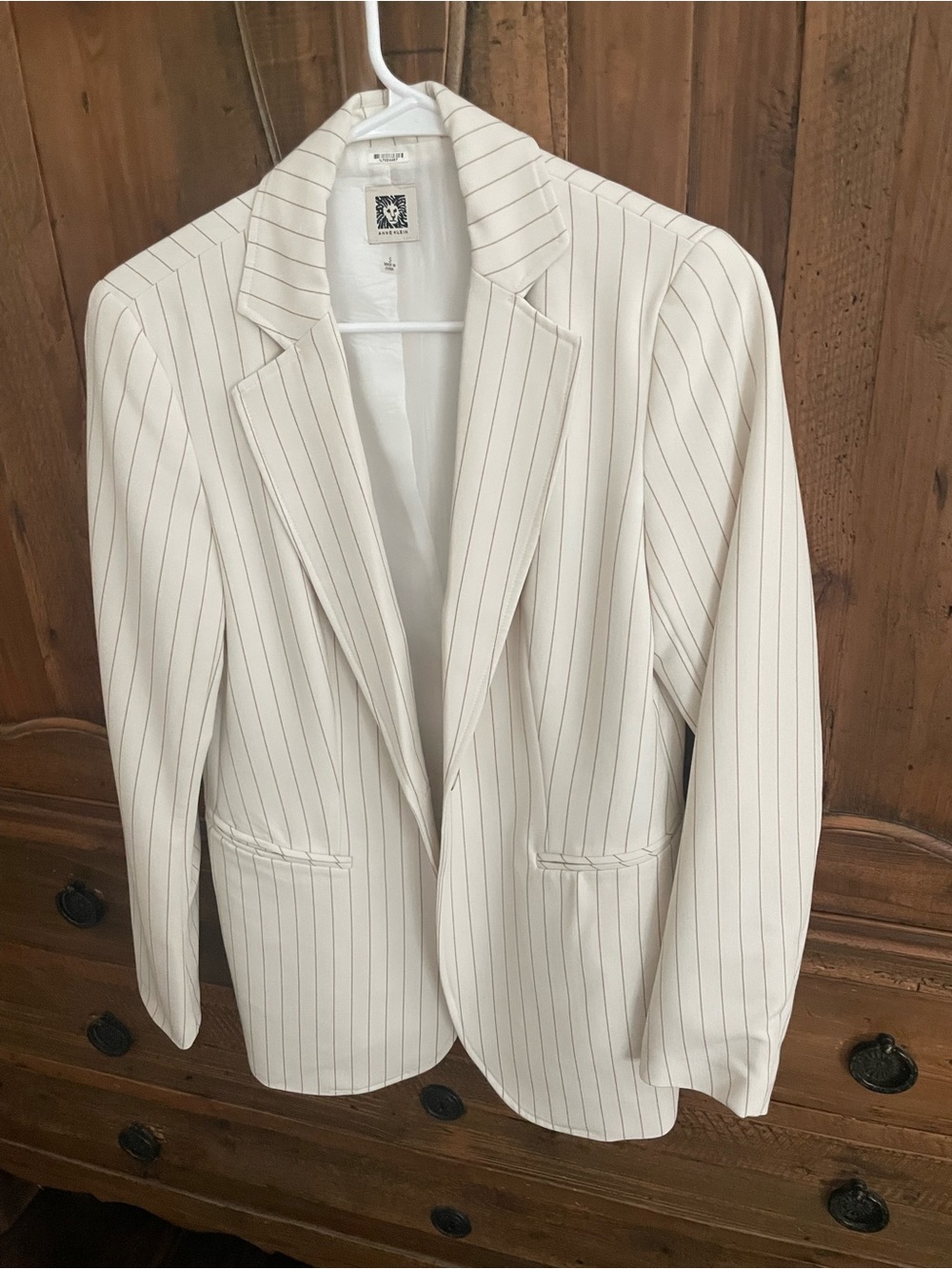Anne Klein White Pinstripe Blazer